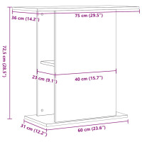 Produktbild för Akvariestativ svart ek 75x36x72,5 cm konstruerat trä