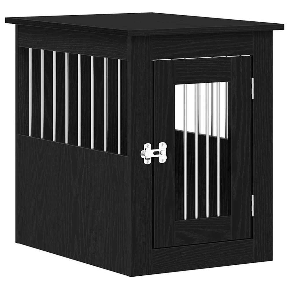 Produktbild för Hundbursmöbler svart ek 45x62x59 cm konstruerat trä