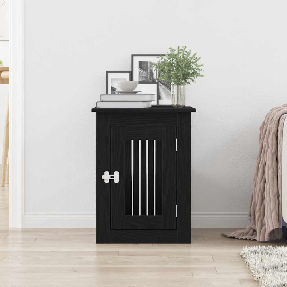 Produktbild för Hundbursmöbler svart ek 45x62x59 cm konstruerat trä