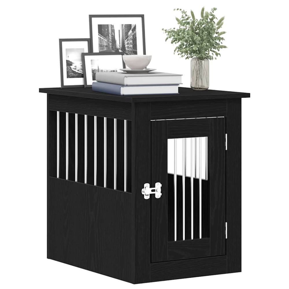 Produktbild för Hundbursmöbler svart ek 45x62x59 cm konstruerat trä