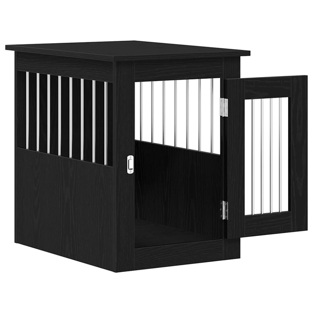 Produktbild för Hundbursmöbler svart ek 45x62x59 cm konstruerat trä