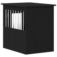 Produktbild för Hundbursmöbler svart ek 45x62x59 cm konstruerat trä