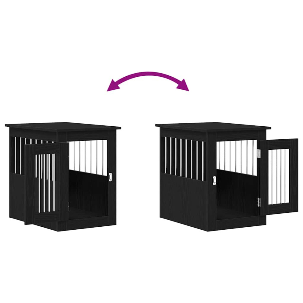 Produktbild för Hundbursmöbler svart ek 45x62x59 cm konstruerat trä