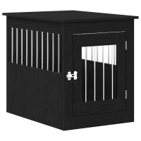 Produktbild för Hundbursmöbler svart ek 55x75x65 cm konstruerat trä