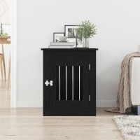 Produktbild för Hundbursmöbler svart ek 55x75x65 cm konstruerat trä
