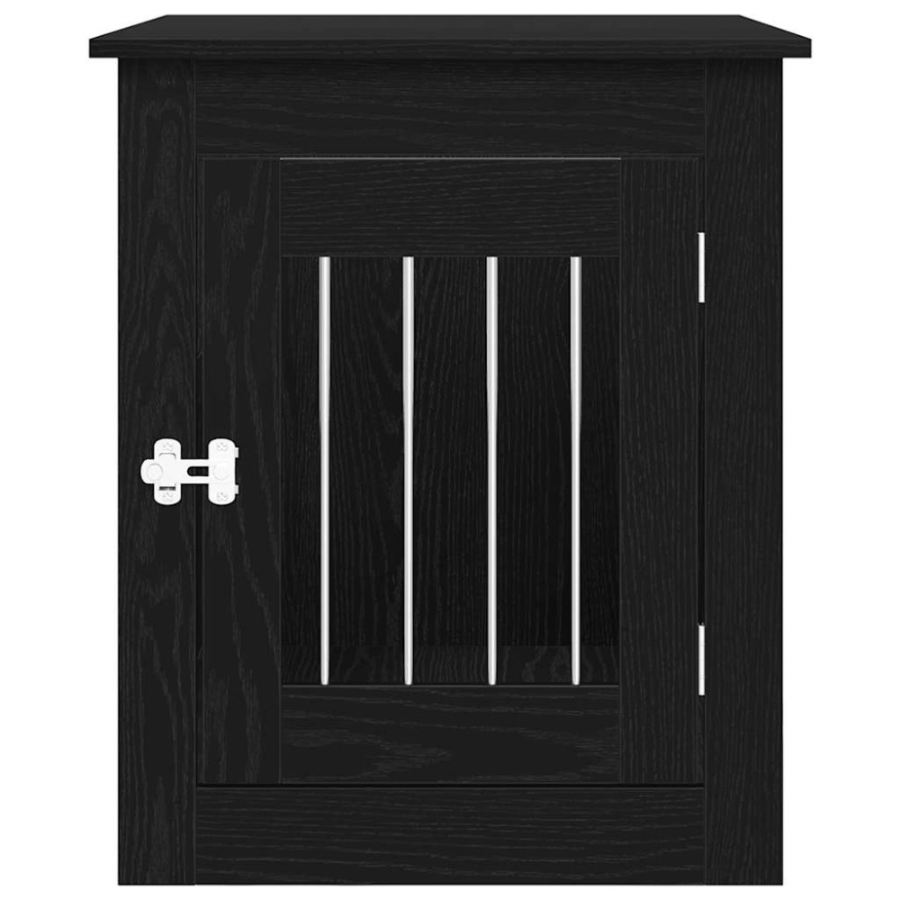 Produktbild för Hundbursmöbler svart ek 55x75x65 cm konstruerat trä