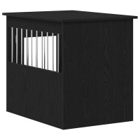 Produktbild för Hundbursmöbler svart ek 55x75x65 cm konstruerat trä