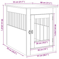 Produktbild för Hundbursmöbler svart ek 55x80x68 cm konstruerat trä