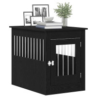Produktbild för Hundbursmöbler svart ek 55x80x68 cm konstruerat trä