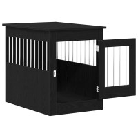 Produktbild för Hundbursmöbler svart ek 55x80x68 cm konstruerat trä