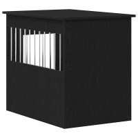 Produktbild för Hundbursmöbler svart ek 55x80x68 cm konstruerat trä