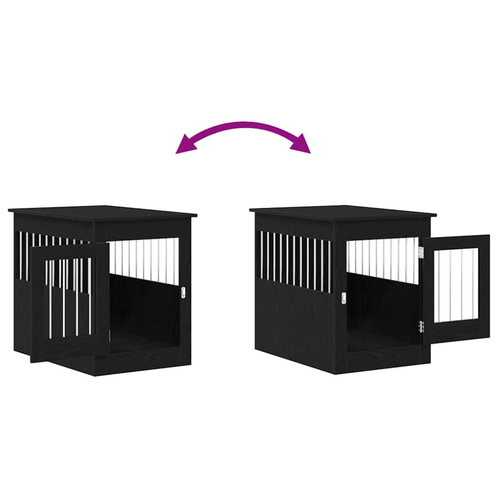 Produktbild för Hundbursmöbler svart ek 55x80x68 cm konstruerat trä