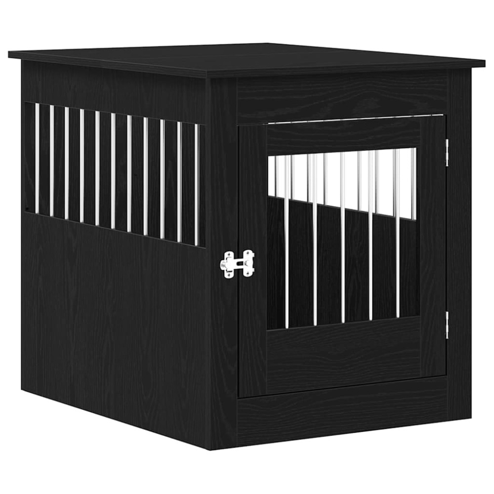 Produktbild för Hundbursmöbler svart ek 64,5x80x71 cm konstruerat trä