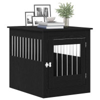 Produktbild för Hundbursmöbler svart ek 64,5x80x71 cm konstruerat trä