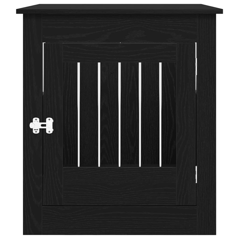Produktbild för Hundbursmöbler svart ek 64,5x80x71 cm konstruerat trä