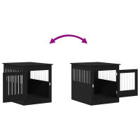 Produktbild för Hundbursmöbler svart ek 64,5x80x71 cm konstruerat trä