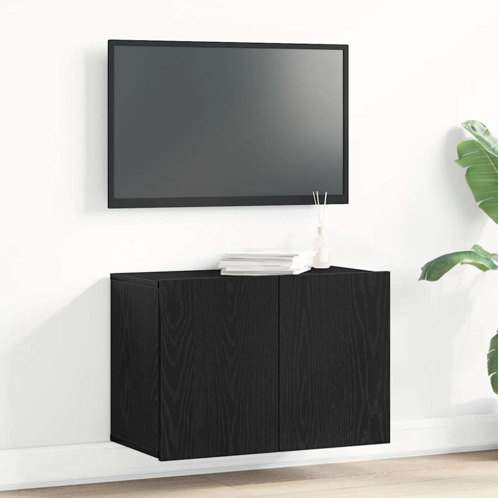 Produktbild för TV-skåp svart ek 60x30x41 cm konstruerat trä
