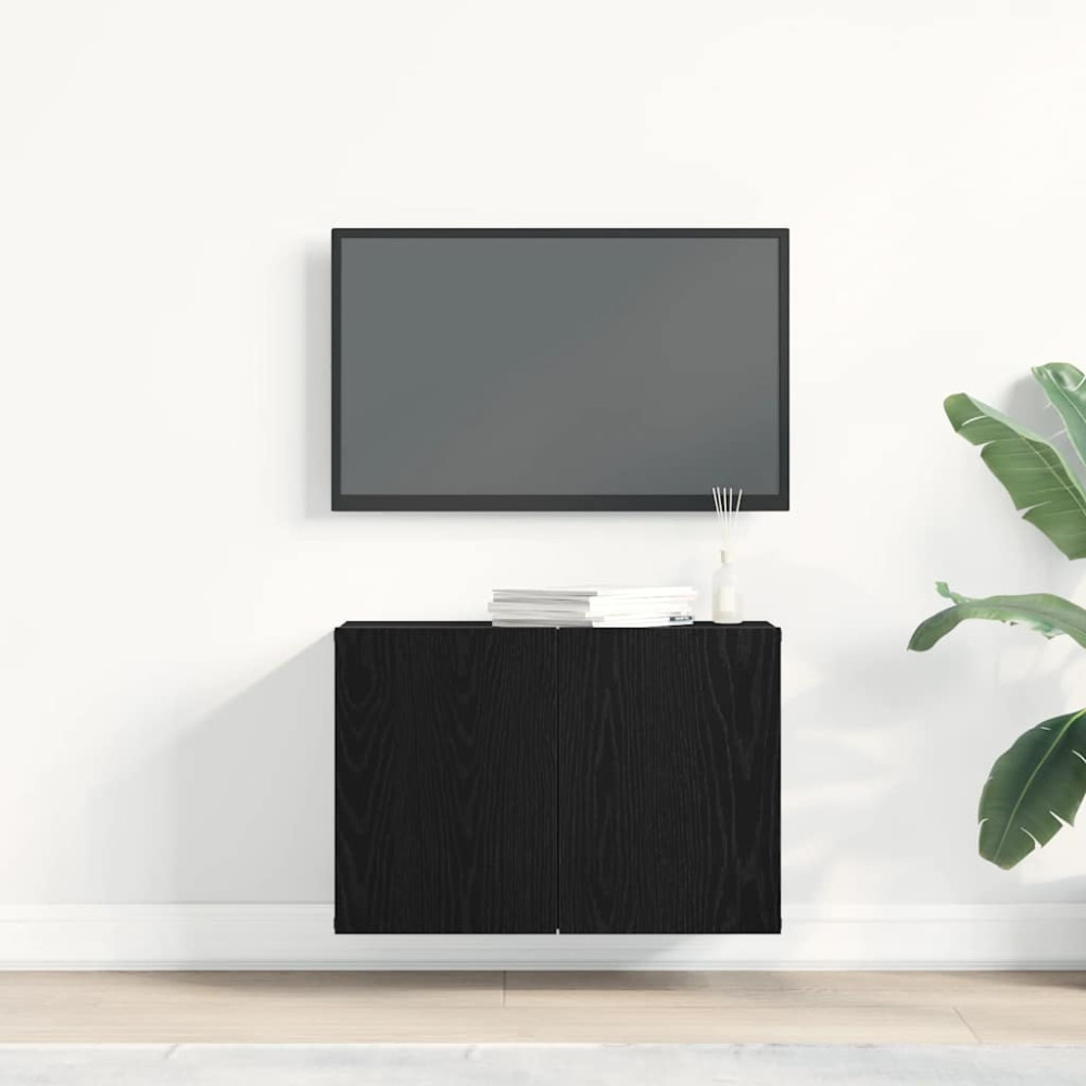 Produktbild för TV-skåp svart ek 60x30x41 cm konstruerat trä