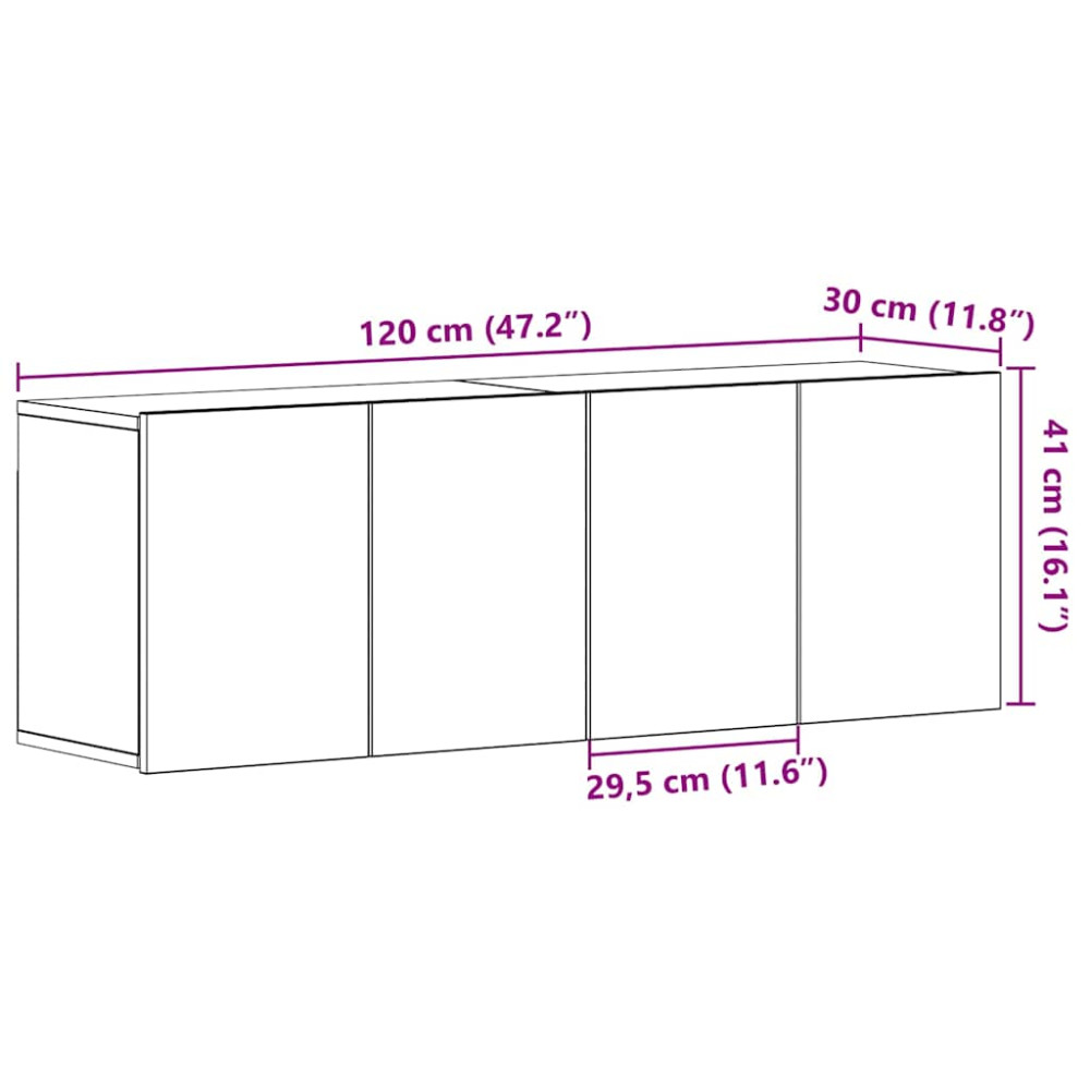 Produktbild för TV-skåp 2 st svart ek 120x30x41 cm parkett