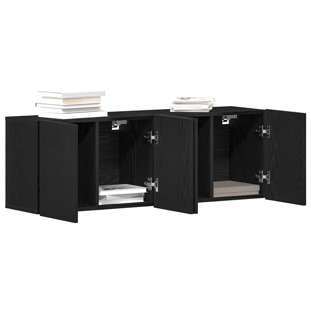Produktbild för TV-skåp 2 st svart ek 120x30x41 cm parkett