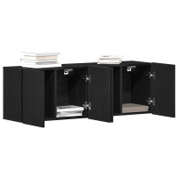 Produktbild för TV-skåp 2 st svart ek 120x30x41 cm parkett