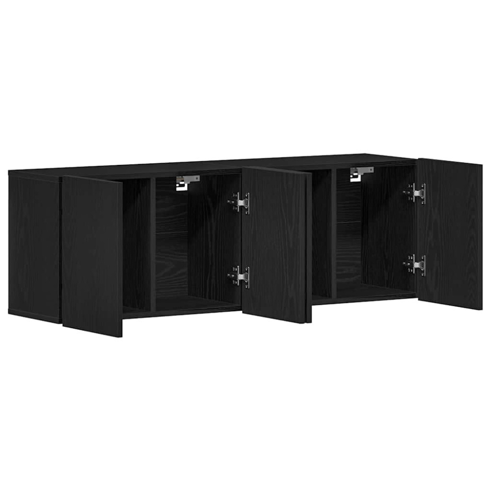 Produktbild för TV-skåp 2 st svart ek 120x30x41 cm parkett