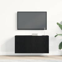 Produktbild för TV-skåp svart ek 80x30x41 cm konstruerat trä