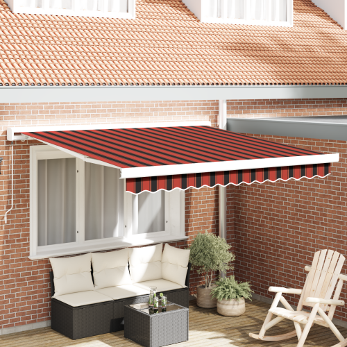 vidaXL Utdragbar markis Röd och Svart 300 x 250 cm