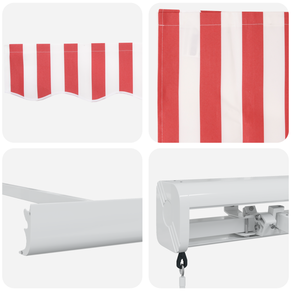 Produktbild för Utdragbar markis Röd och Vit 300 x 250 cm Canvas och Aluminium