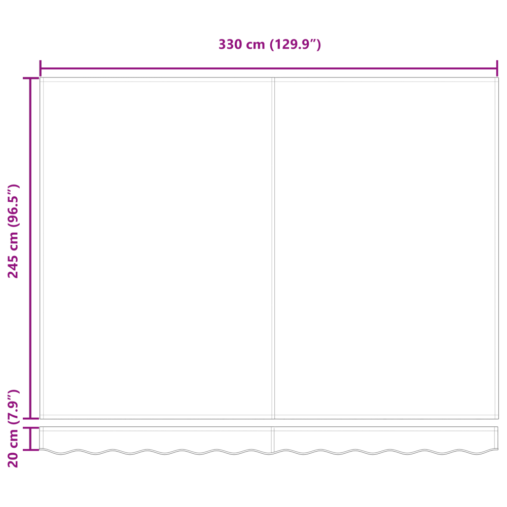 Produktbild för Utdragbar markis Röd och Svart 350 x 250 cm