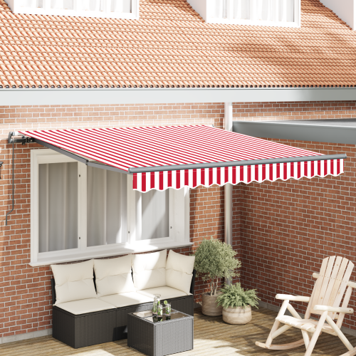 vidaXL Utdragbar markis Röd och Vit 350 x 250 cm
