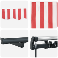 Produktbild för Utdragbar markis Röd och Vit 350 x 250 cm