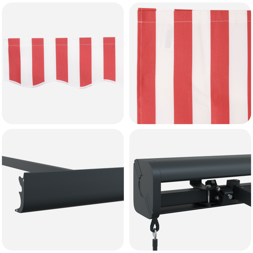 Produktbild för Utdragbar markis Röd och Vit 350 x 250 cm Canvas och Aluminium