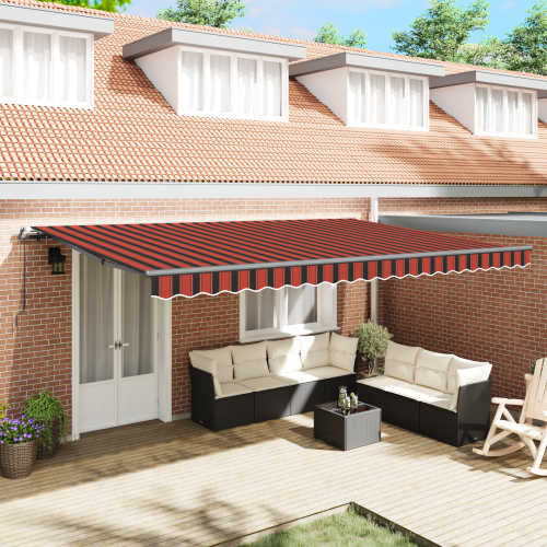 vidaXL Utdragbar markis orange och brun 500 × 350 cm