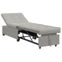 Produktbild för Pull Out Sofa Bed Ljusgrå 194 x 67 x 82 cm Mikrofiber
