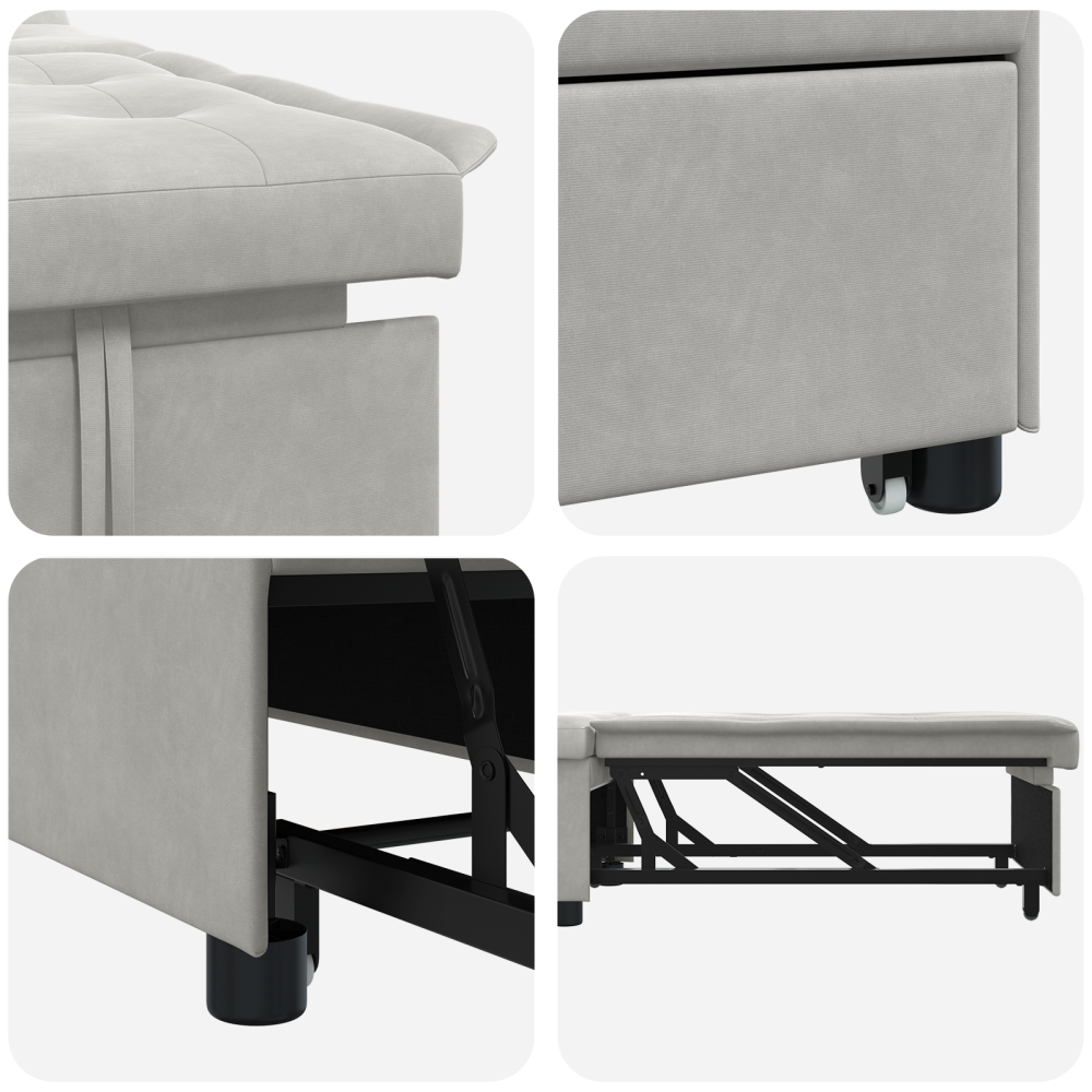 Produktbild för Pull Out Sofa Bed Ljusgrå 194 x 67 x 82 cm Mikrofiber