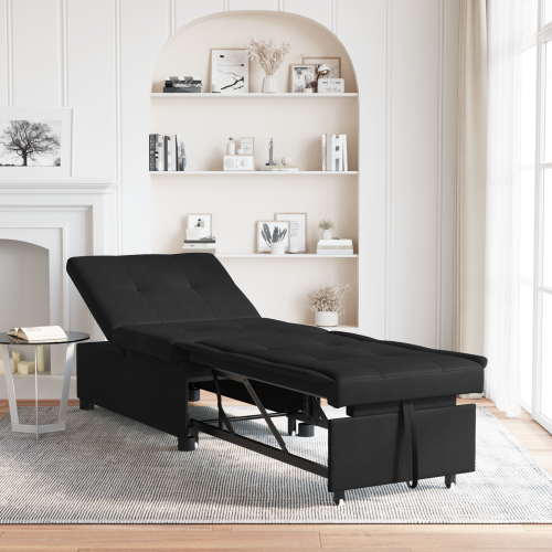 vidaXL Pull Out Sofa Bed Svart 194 x 67 x 82 cm Mikrofiber - Soffor