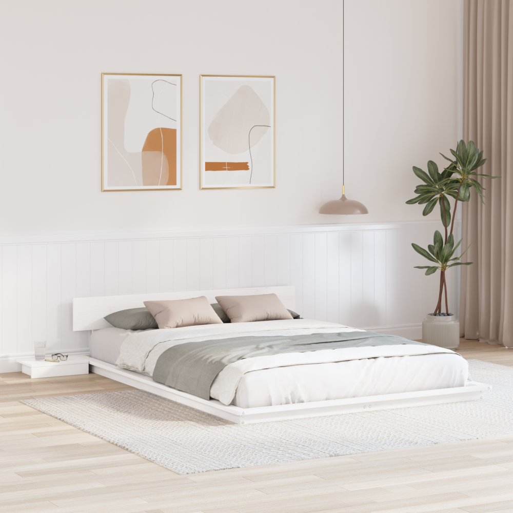 Produktbild för Sängram Vit 140 x 200 cm trä