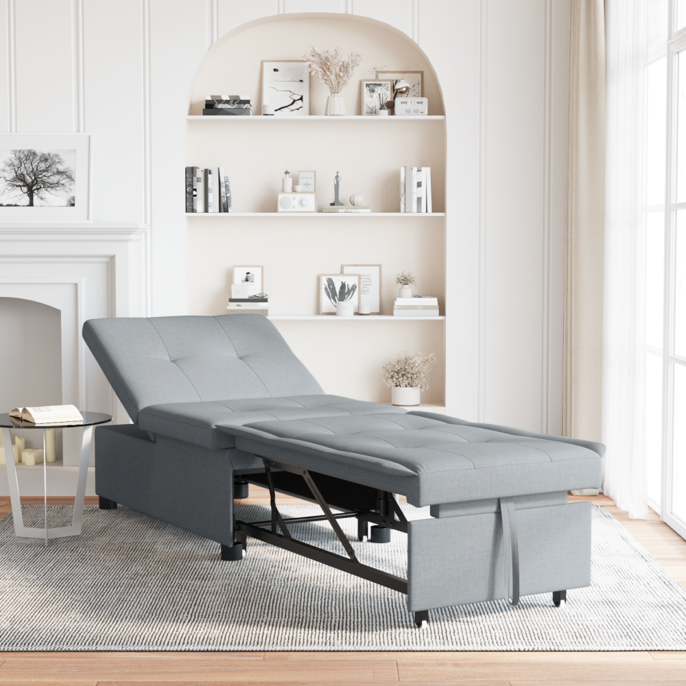 Produktbild för Pull Out Sofa Bed Ljusgrå 194 x 50 x 82 cm tyg