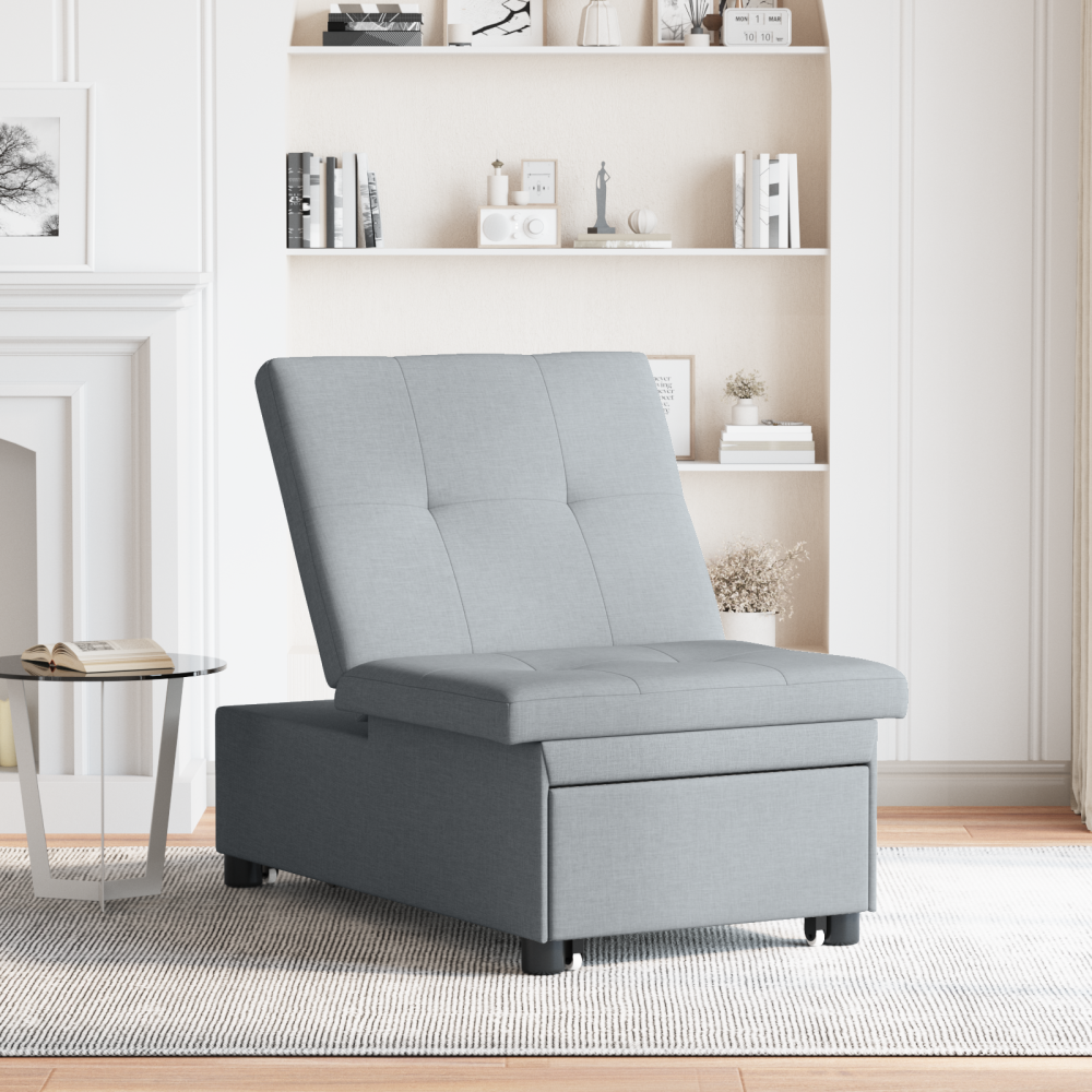 Produktbild för Pull Out Sofa Bed Ljusgrå 194 x 50 x 82 cm tyg