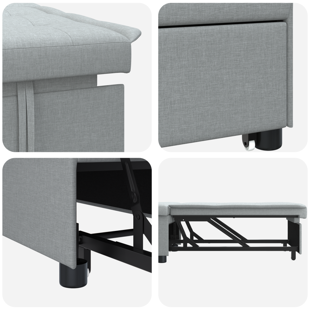 Produktbild för Pull Out Sofa Bed Ljusgrå 194 x 50 x 82 cm tyg