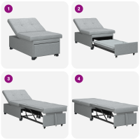 Produktbild för Pull Out Sofa Bed Ljusgrå 194 x 50 x 82 cm tyg