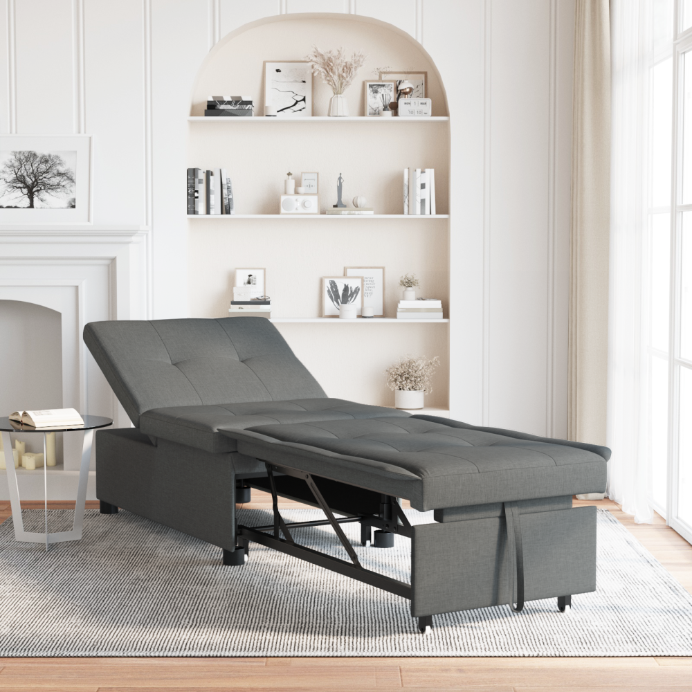 Produktbild för Pull Out Sofa Bed Mörkgrå 194 x 50 x 82 cm tyg