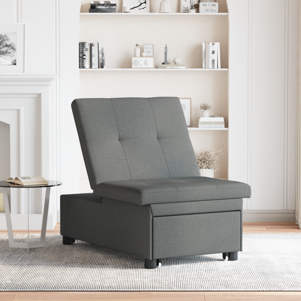 Produktbild för Pull Out Sofa Bed Mörkgrå 194 x 50 x 82 cm tyg