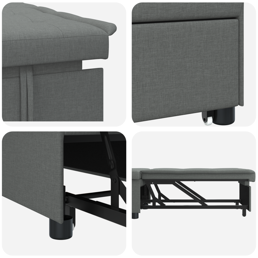 Produktbild för Pull Out Sofa Bed Mörkgrå 194 x 50 x 82 cm tyg