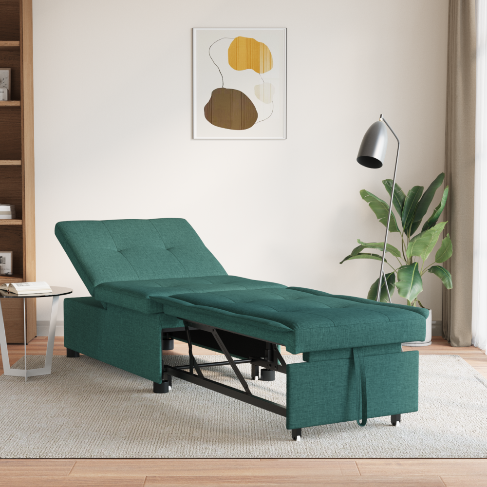 Produktbild för Pull Out Sofa Bed Mörkgrön 194 x 50 x 82 cm tyg