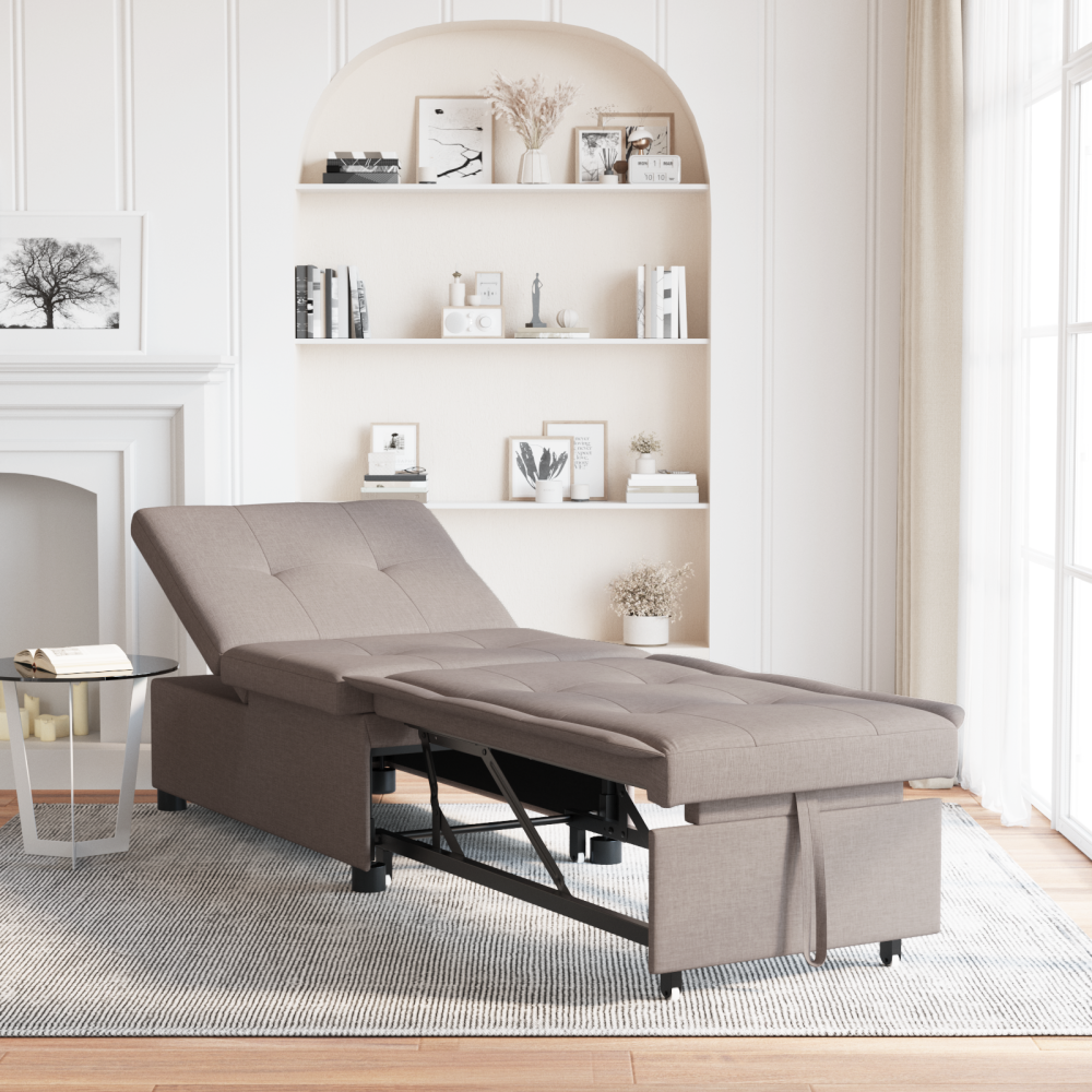 Produktbild för Pull Out Sofa Bed Taupe 194 x 50 x 82 cm tyg
