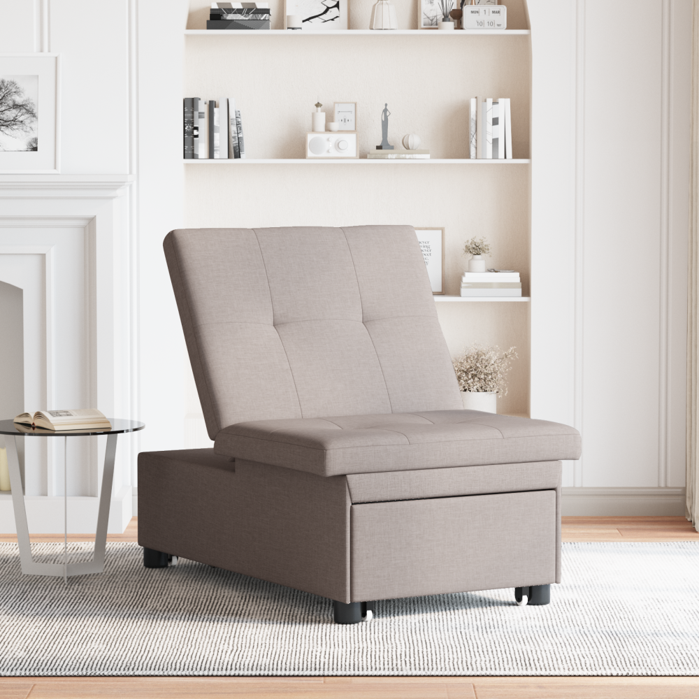 Produktbild för Pull Out Sofa Bed Taupe 194 x 50 x 82 cm tyg