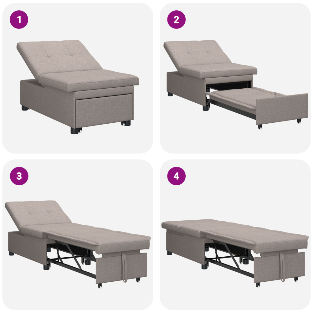 Produktbild för Pull Out Sofa Bed Taupe 194 x 50 x 82 cm tyg