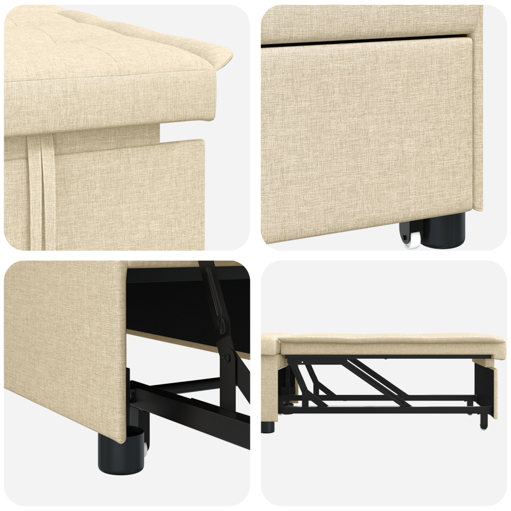 Produktbild för Pull Out Sofa Bed Kräm 194 x 50 x 82 cm tyg